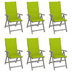 vidaXL Chaises inclinables de jardin lot de 6 et coussins Bois acacia