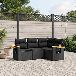 Maison Chic Salon de jardin 4 pcs avec coussins | Ensemble de Table et chaises | Mobilier d'Extérieur noir résine tressée -GKD77236