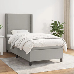 Maison Chic Structures de lit + matelas,Lit à sommier tapissier avec matelas Gris clair 90x200 cm Tissu -MN52582