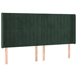 vidaXL Tête de lit avec oreilles Vert foncé 203x16x118/128 cm Velours