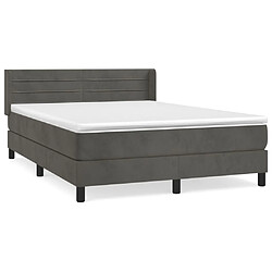 Maison Chic Lit Adulte - Lit simple Lit à sommier tapissier et matelas moelleux - Meuble de Chambre - Gris foncé 140x190cm Velours -MN90067