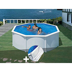 Kit piscine acier blanc Gré Fidji ronde 3,70 x 1,22 m + Tapis de sol