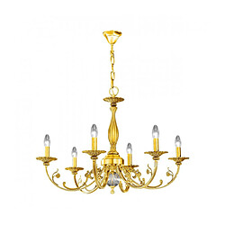 Luminaire Center Chandelier classique PISANI Or 24 Carats 6 ampoules