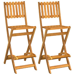 vidaXL Tabourets de bar d'extérieur pliants lot de 2 Bois d'acacia