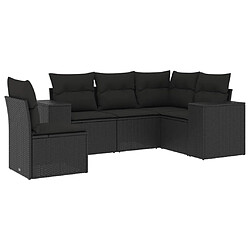 vidaXL Salon de jardin 5 pcs avec coussins noir résine tressée