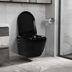 vidaXL Toilette murale sans bord à fonction de bidet Céramique Noir