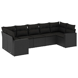 Maison Chic Salon de jardin 7 pcs avec coussins | Ensemble de Table et chaises | Mobilier d'Extérieur noir résine tressée -GKD92782