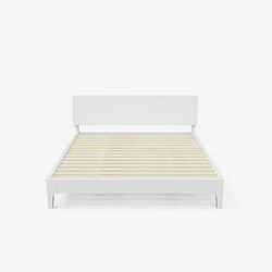 Llb Lit double design moderne en bois 160x190cm avec sommier et lattes Linz, Couleur: Blanc pas cher