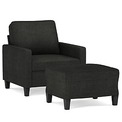 vidaXL Fauteuil avec repose-pied Noir 60 cm Tissu