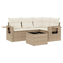 Maison Chic Salon de jardin avec coussins 5 pcs, Ensemble Tables et chaises de jardin,, Ensemble Tables et chaises de jardin, beige résine tressée -GKD312425