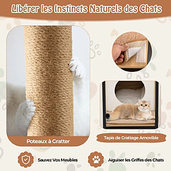 Helloshop26 Arbre à chat 66 cm griffoir pompon suspendu coussin amovible niche repose-pieds réglables 60 x 36 x 66 cm cadre en métal naturel 20_0007655