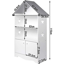 Helloshop26 Étagère pour enfants avec porte en bois verrouillable blanc-gris 19_0000173