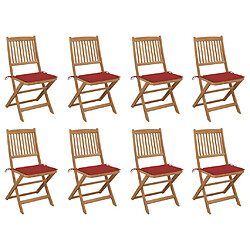 vidaXL Chaises pliables d'extérieur et coussins lot de 8 Bois d'acacia