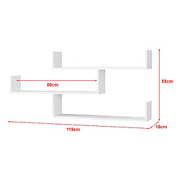 Avis Helloshop26 Étagère murale meuble 3 surfaces de rangement 119 cm blanc 03_0005202