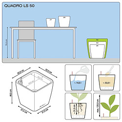 Pot Quadro Premium LS 50 - kit complet, anthracite métallisé 50 cm