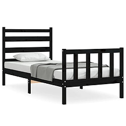 Maison Chic Cadre/structure de lit avec tête de lit pour adulte - Lit Moderne Chambre noir petit simple bois massif -MN47629