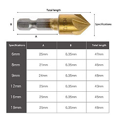 Avis FORET DE FRAISE HSS 90 DEGREE 5 FLUTE CHAMFER TOOL 12mm 16mm 19mm