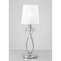 Luminaire Center Lampe de Table Loewe 1 Ampoule E27 Small, chrome poli avec Abat jour blanc