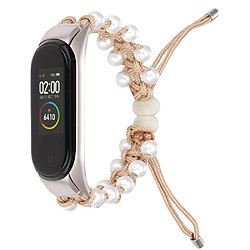 Bracelet en nylon perles décorées, cordon de serrage réglable, kaki pour votre Xiaomi Mi Band 3/4