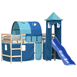 Avis Vidaxl Lit mezzanine enfants avec tour bleu 80x200cm bois pin massif