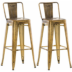 Decoshop26 Lot de 2 tabourets de bar industriel en métal avec repose-pied couleur or TDB10134/2