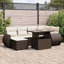 vidaXL Salon de jardin avec coussins 7 pcs marron résine tressée