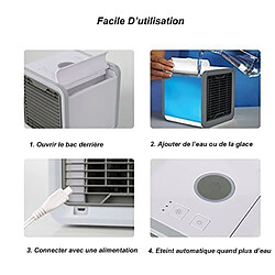 7House Mini climatiseur Ventilateur portable USB Refroidisseur D’air Humidificateur Purificateur 3EN1 réglable LED couleurs