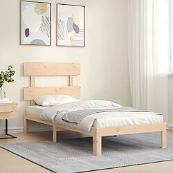 Avis Maison Chic Cadre/structure de lit avec tête de lit pour adulte - Lit Moderne Chambre simple bois massif -MN70226