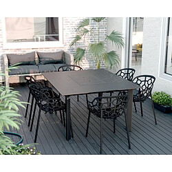 Play4Fun Table de jardin 6-8 personnes 150 X 120 X 75cm - Noir effet marbré