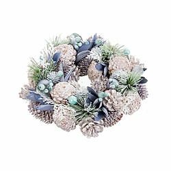 BigBuy Christmas Couronne de Noël Bleu Multicouleur Plastique Foam 26 x 26 x 7,5 cm