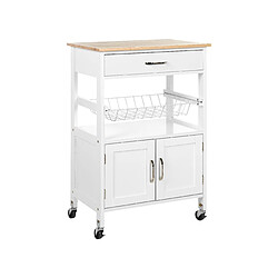 Beliani Chariot de cuisine bois clair et blanc LUGO