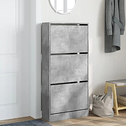 Avis Maison Chic Armoire à chaussures | Meuble de rangement à chaussures Meuble d'Entrée gris béton 60x21x125,5cm bois d'ingénierie -MN12712