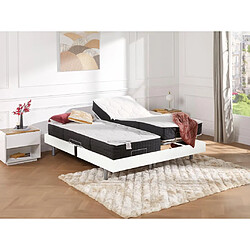 Vente-Unique Lit électrique de relaxation tout plots + matelas ressorts ensachés et mémoire forme - 2 x 80 x 200 cm - Blanc - PHANES de DREAMEA