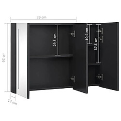 vidaXL Armoire de salle de bain à miroir LED 89x14x62 cm pas cher