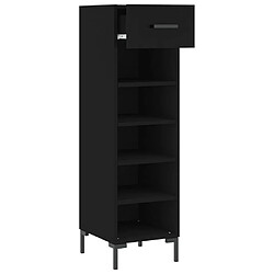 Maison Chic Armoire à Chaussures Noir,Meuble de Rangement à Chaussures 30x35x105 cm bois d'ingénierie -MN15264 pas cher