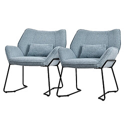 ML-Design Fauteuil 2 places Fauteuil relax Coussin de dossier Fauteuil de salon Lin bleu