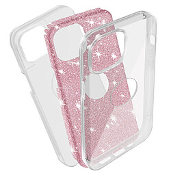 Avizar Coque pour iPhone 14 Paillette Glitter Silicone Semi rigide Rose