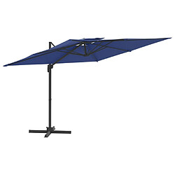 Maison Chic Parasol Jardin | Parasol cantilever à double toit Bleu azuré 300x300 cm - GKD35084