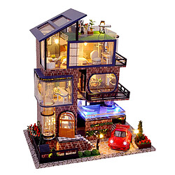 DIY Mini Dollhouse Meubles En Bois Kit, main Grande Maison avec LED Lumière pour Assemblage D'anniversaire Cadeaux pour Enfants Garçons Filles