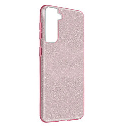 Avizar Coque Samsung Galaxy S21 Plus Paillette Amovible Silicone Semi-rigide Rose