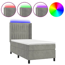 vidaXL Sommier à lattes de lit matelas LED Gris clair 90x190cm Velours