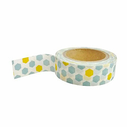 Graines Creatives 10 masking tapes avec motifs bleus et jaunes 10 m x 15 mm