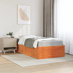 Avis Vidaxl Lit avec matelas cire marron 100x200 cm bois massif de pin