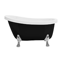 Vente-Unique Baignoire îlot rétro avec pieds de lion argentés - 200 L - 145 x 74 x 77 cm - Noir mat - NISOS II