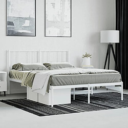 Avis vidaXL Cadre de lit métal sans matelas et tête de lit blanc 140x190 cm