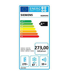 Réfrigérateur combiné 60cm 366l a++ nofrost inox - kg39nviec - SIEMENS