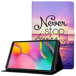 Etui en PU anti-chute avec support et porte-carte pour votre Samsung Galaxy Tab A 10.1 (2019) T510/T515 - eau de mer