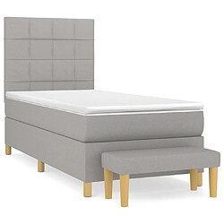 vidaXL Sommier à lattes de lit avec matelas Gris clair 90x200 cm Tissu