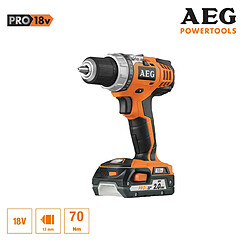 Perceuse visseuse compacte AEG 18V Li-ion - 2 batteries 2.0Ah - 1 chargeur 80min - BS 18C Li-202C