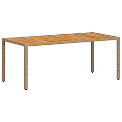 vidaXL Table de jardin beige 190x90x75 cm résine tressée bois d'acacia